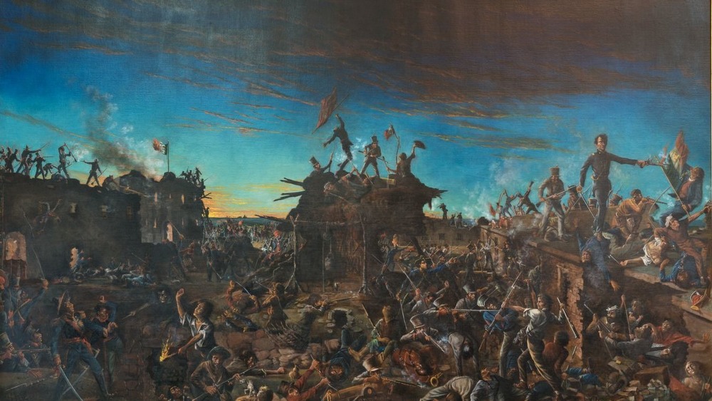 Illustration of the Alamo at dawn 