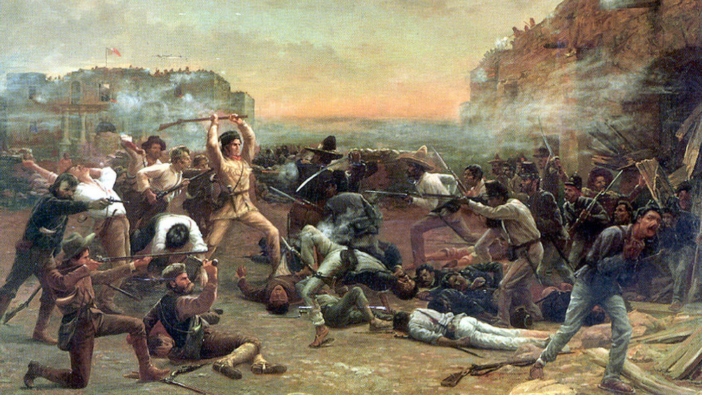 Painting of battle at The Alamo