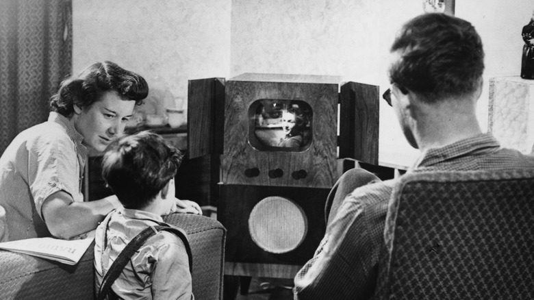 family watching television 1955