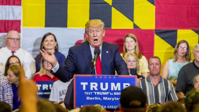 Donald Trump on the podium