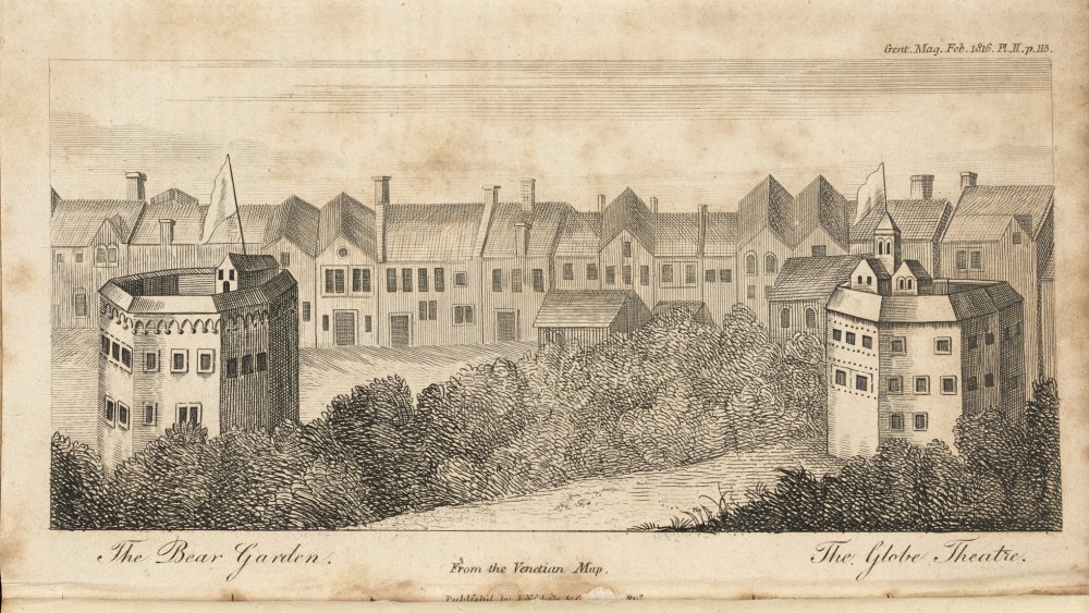 The Bear Garden and the Globe Theater, 1816 engraving