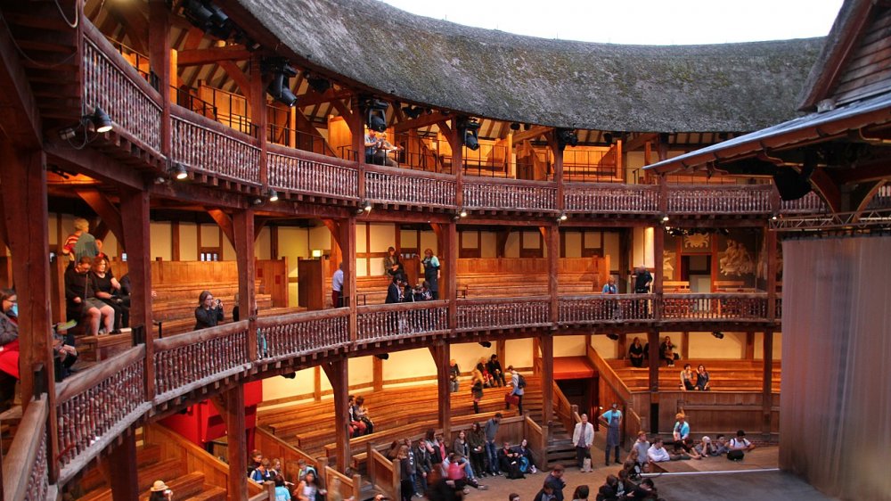 Waiting for a play to start in the Globe Theatre