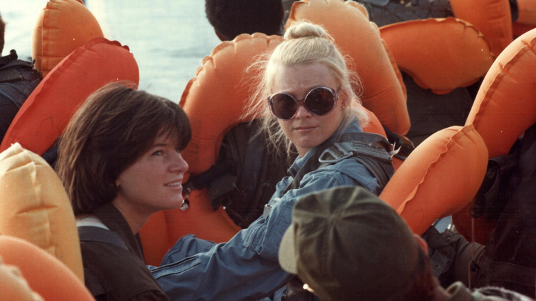 Sally Ride and Rhea Seddon during training