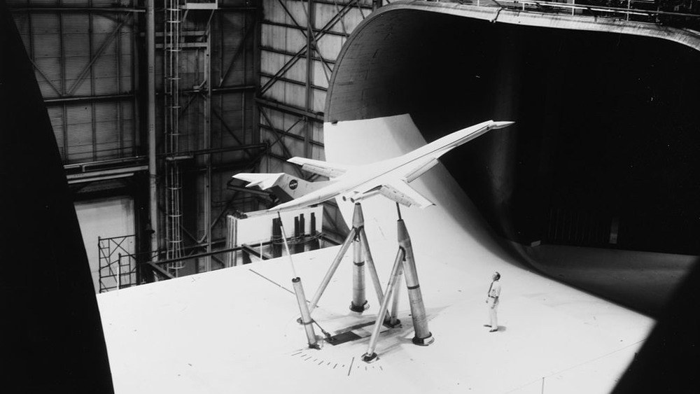 wind tunnel testing with plane and man