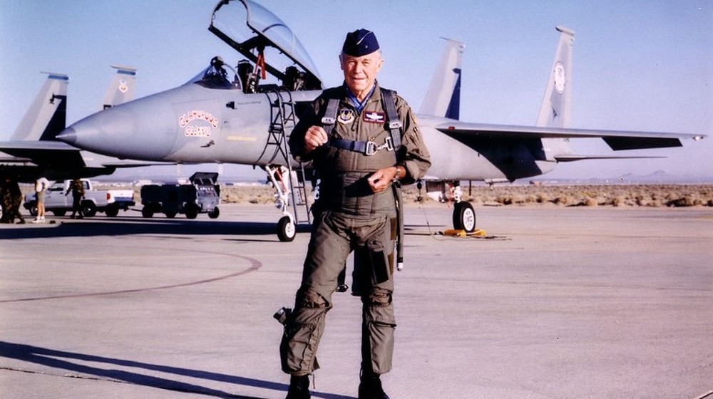 Chuck Yeager on air hangar