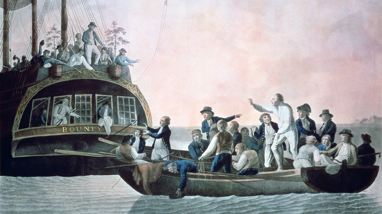 illustration of william bligh and supporters banished from ship