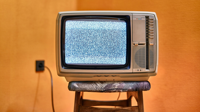 television showing static 