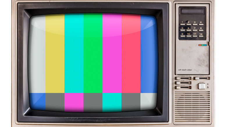 Old color TV with color barcode