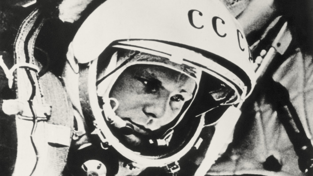 Yuri Gagarin in a cosmonaut suit