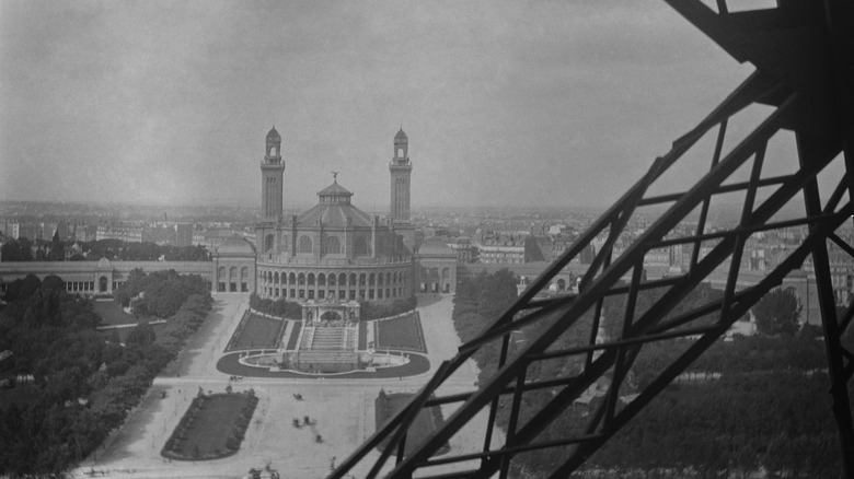 View from the Eiffel Tower showing the Palais du Trocadero designed by Gabriel Davioud for the 1878 World's Fair