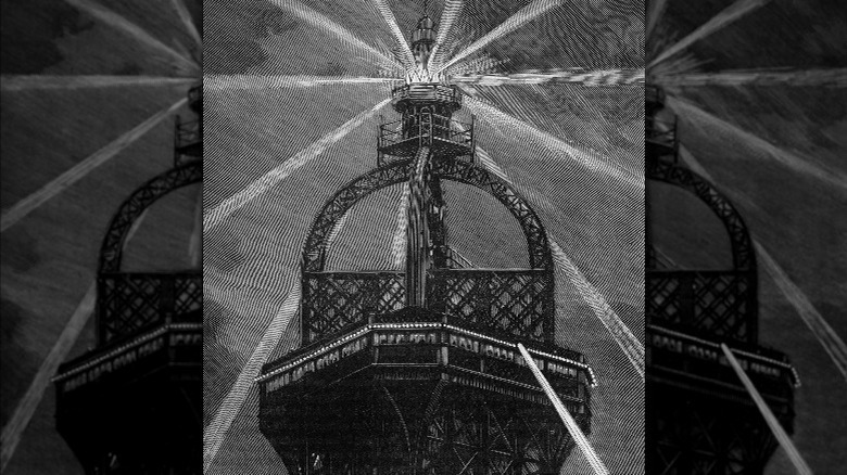 Phare electrique de la Tour Eiffel to 1881 by the french engineers Sebillot and Jules Bourdais