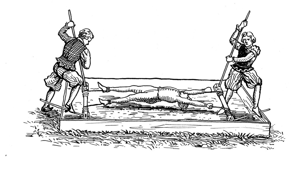 illustration of a person on rack torture device
