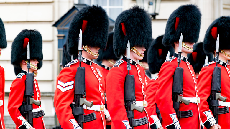 Guardsmen marching at Buckingham Palace