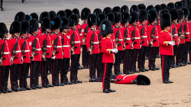 Guardsman faceplant ground guards standing