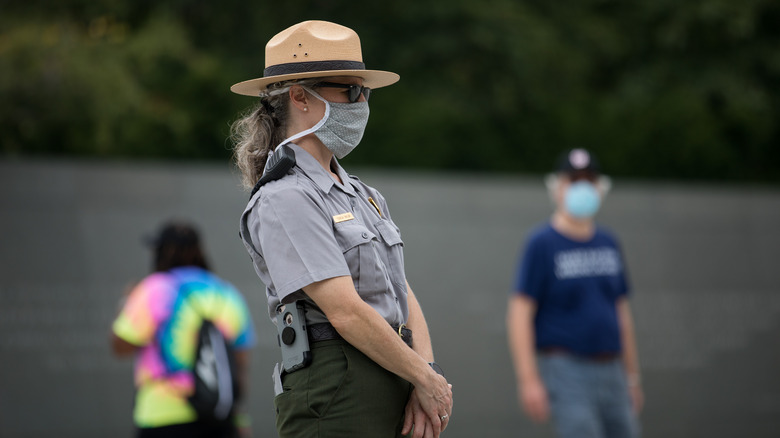 Washington DC, National Park Service employee ranger Tidal Basin