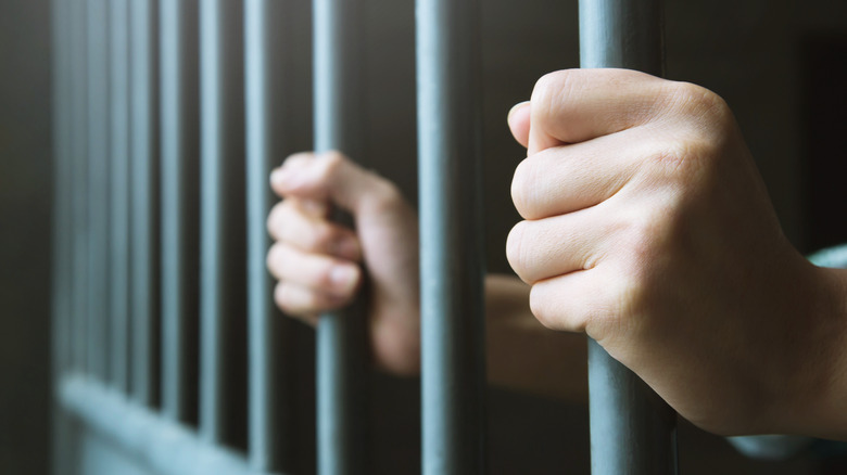 Hands on a jail cell door