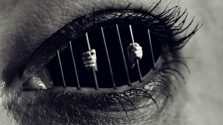 Jail cell bars on eyes