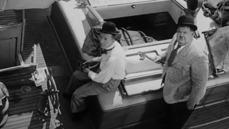 Laurel and Hardy on a boat