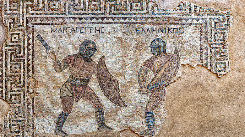 mosaic of gladiator combat