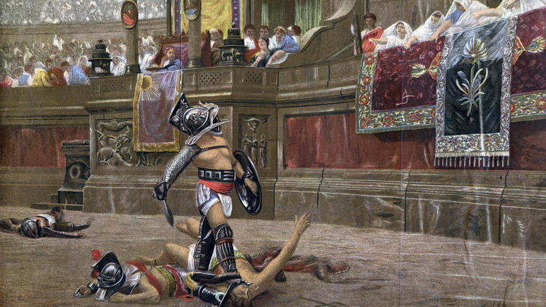 gladiators combat emperor