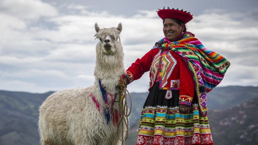 A modern-day Peruvian women in the ancient capitol Cuzco in 2014