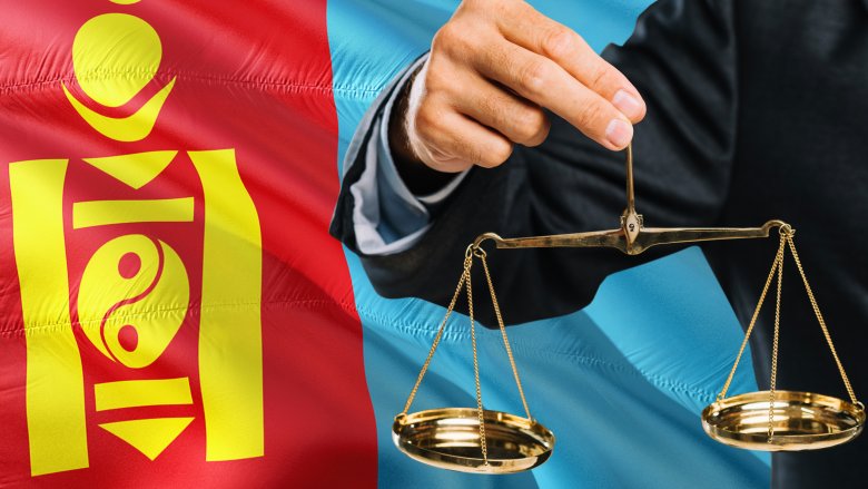 Mongolian flag and the scales of justice