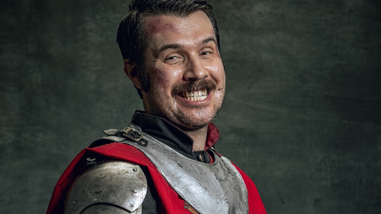 medieval knight in armor smiling