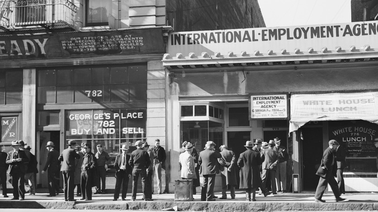 line outside employment office