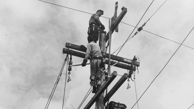 power lines being installed