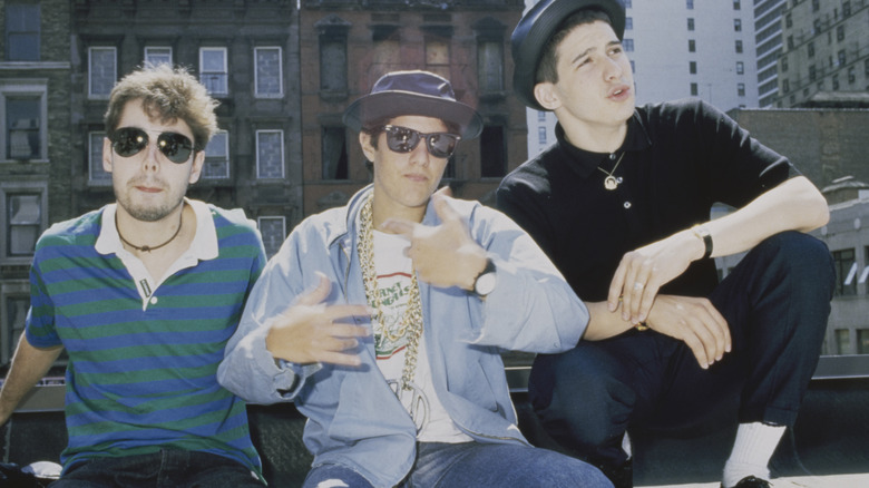 Beastie Boys posing on rooftop