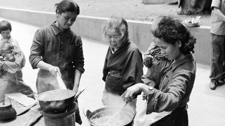 Japanese women preparing food