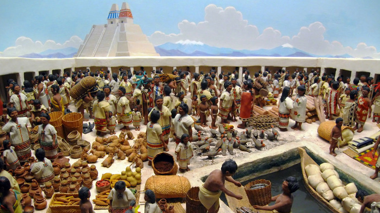 Reconstruction of the market of Tlaelolco at the Field Museum of Natural History, Chicago.