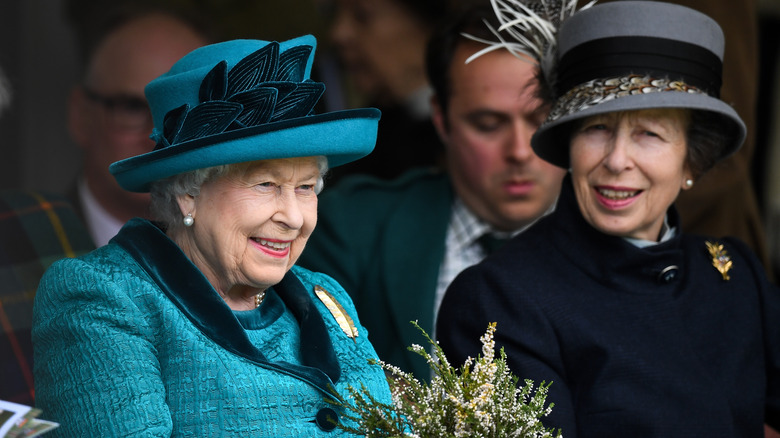 Queen Elizabeth II and Princess Anne smiling