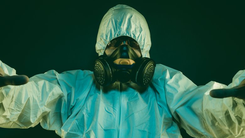 Man in a hazmat suit