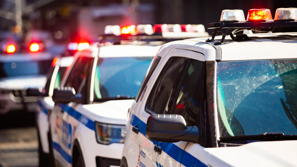 A line of police cars