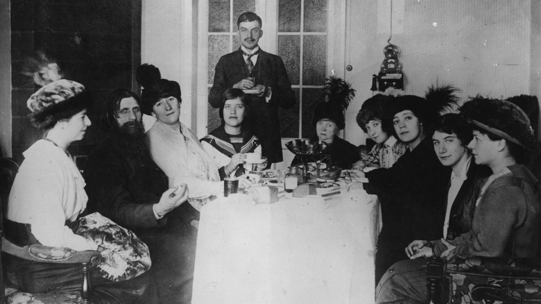 Rasputin seated with Russian nobility