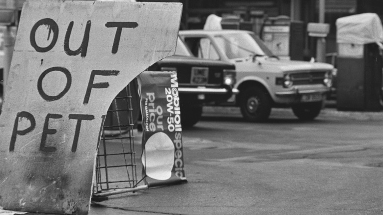 Out of petrol london sign