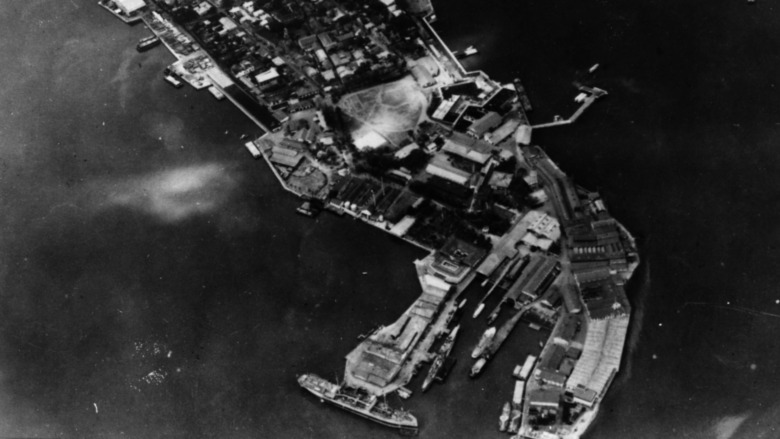 Aerial view of the US naval base at Cavite