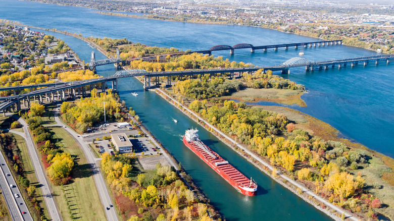 Mercier Bridge aerial view