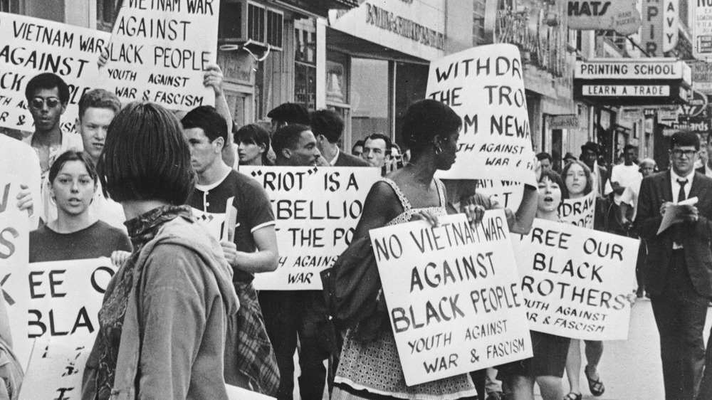 protesters with signs