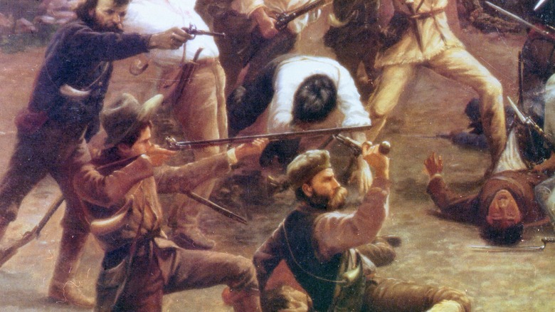 Davy Crockett fighting at the Alamo