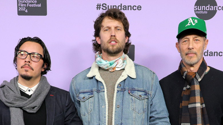 efren ramirez, jon heder, jon gries at sundance film festival wearing scarves