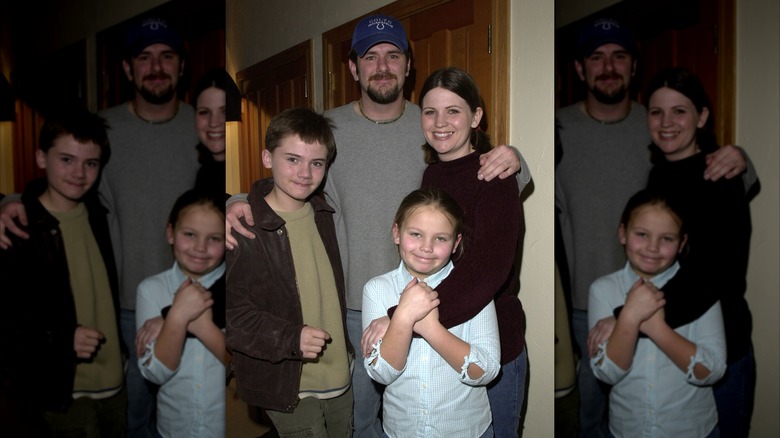 Jake Loyd, Josh Broadbent, Madison Lloyd, and Lisa Lloyd attending a Sundance Film Festival event together in 2001.