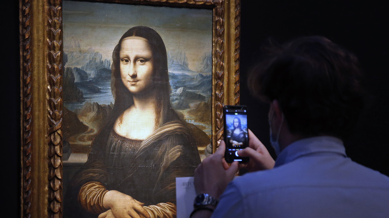 Mona Lisa and tourist