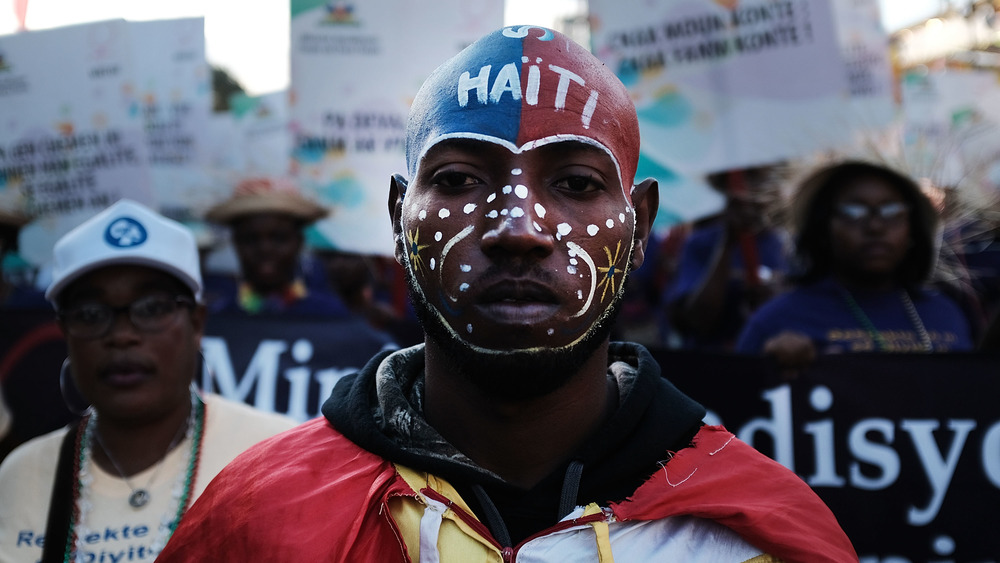 FEBRUARY 12: Performers march through the streets of Port-au-Prince during the second day of Carnival on February 12, 2018 in Port-au-Prince, Haiti.
