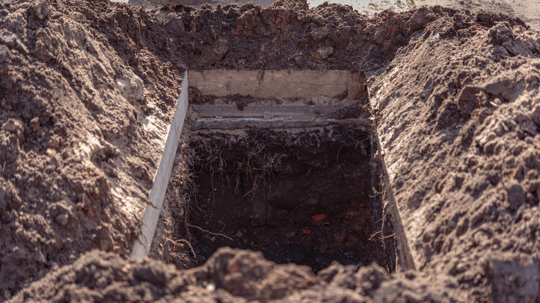 Freshly dug grave