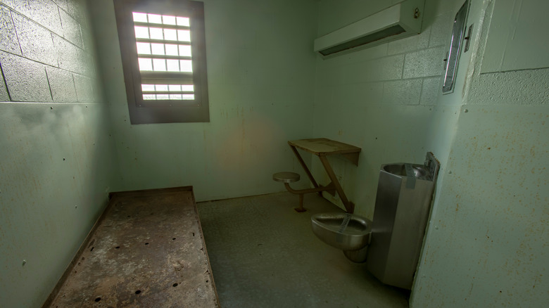 Small, dark solitary confinement cell