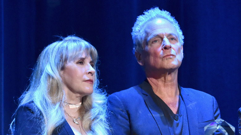 Stevie Nicks and Lindsey Buckingham on stage in 2018