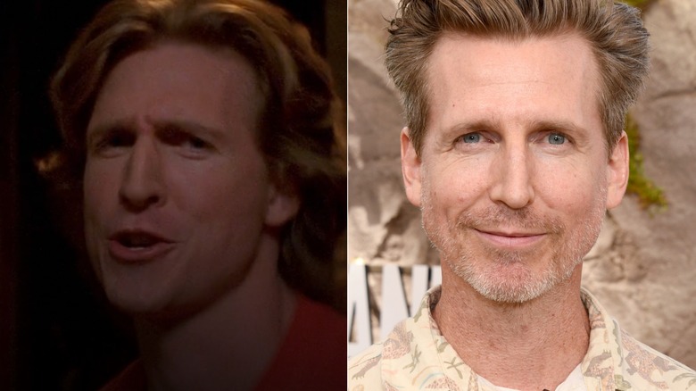 Josh Meyers on That 70s Show theme song, closed mouth smile spiky hair 2020s stubble