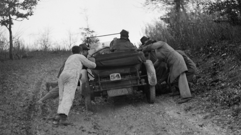 Old car stuck in the mud